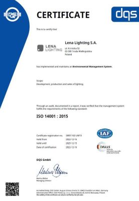 Lena Lighting- certificats